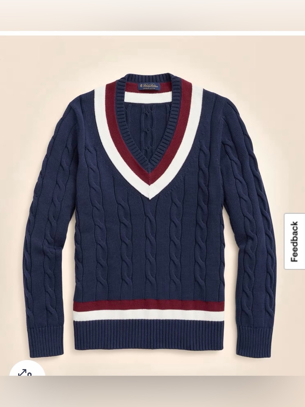 Brooks Brothers men’s Vintage-Inspired Tennis V-Neck Navy Sweater